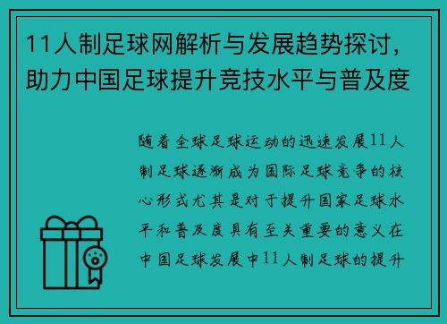 11人制足球网解析与发展趋势探讨，助力中国足球提升竞技水平与普及度