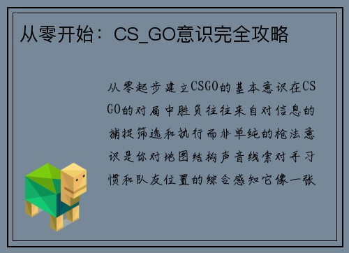 从零开始：CS_GO意识完全攻略